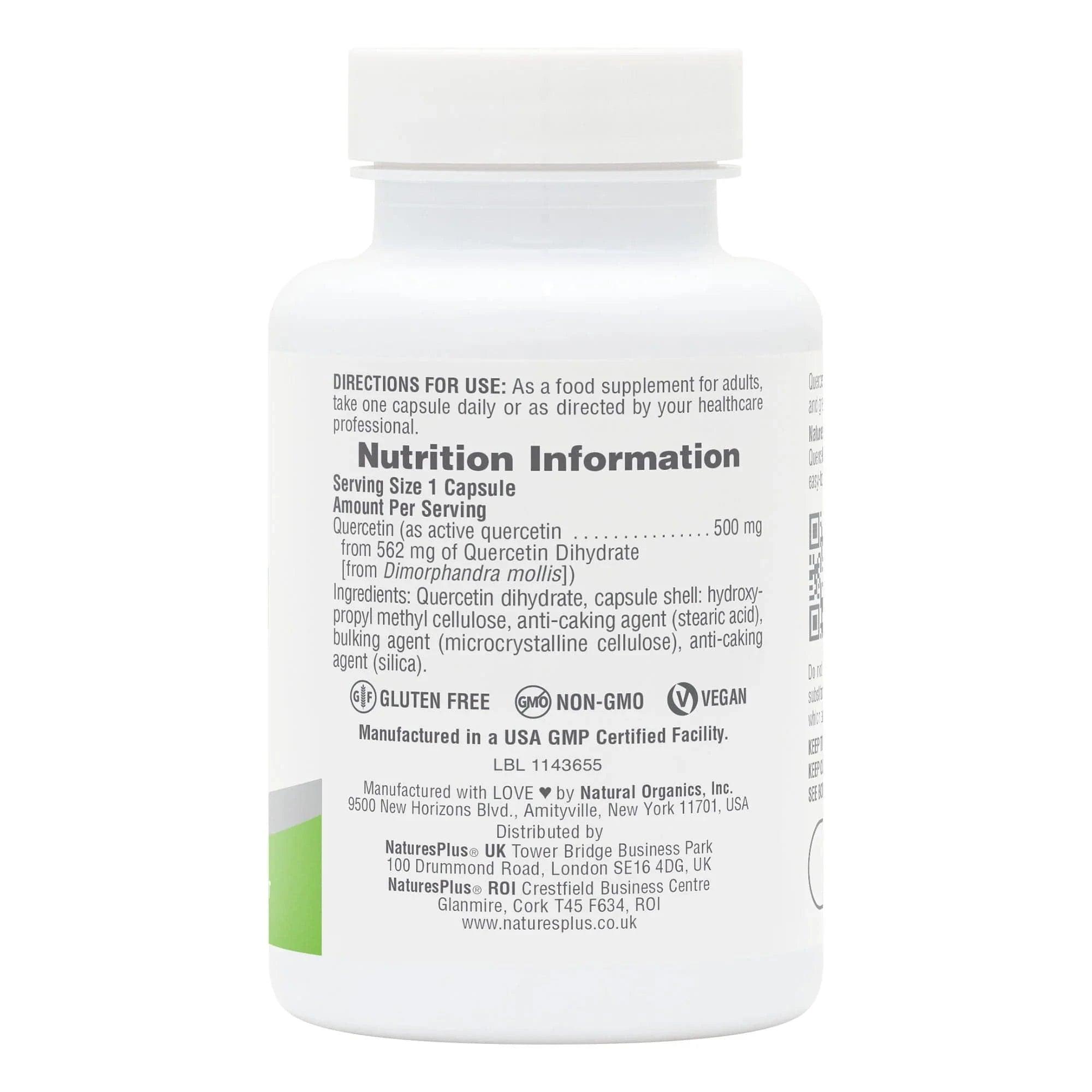 Natures Plus Pro Quercetin 500mg 60 Capsules Supplement