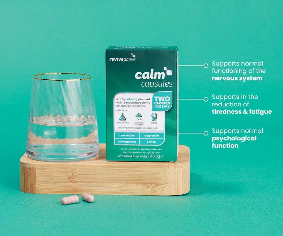 Revive Active Calm Capsules - 60 Capsules, Supports Relaxation, Mood, Nervous System with Lemon Balm, Ashwagandha, Saffron, Magnesium & Vitamins