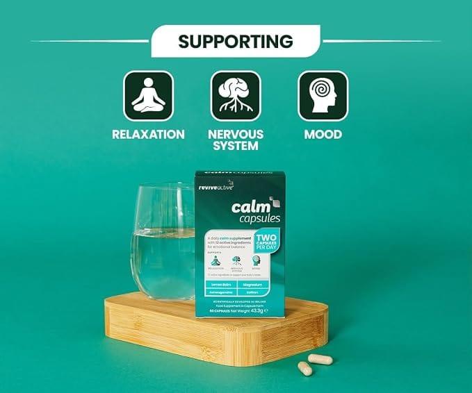 Revive Active Calm Capsules - 60 Capsules, Supports Relaxation, Mood, Nervous System with Lemon Balm, Ashwagandha, Saffron, Magnesium & Vitamins