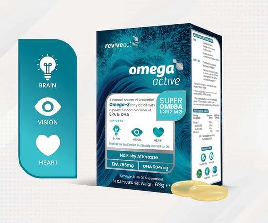 Revive Active Omega Active Omega-3 Fish Oil Supplement 60 Capsules EPA 756mg DHA 504mg Brain Vision Heart