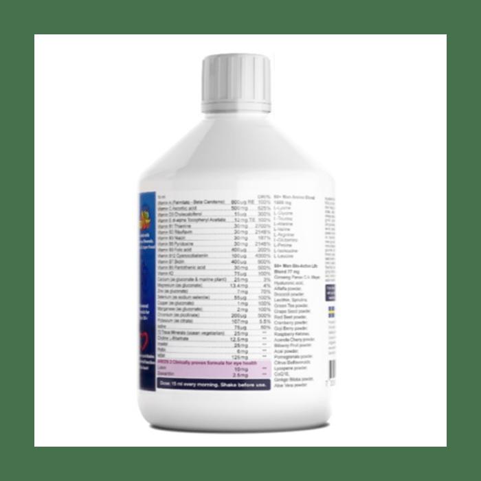 Swedish Nutra Man Active 50+ Multivitamin 500ml - 131 Active Ingredients, Gluten Free, Vegan Friendly