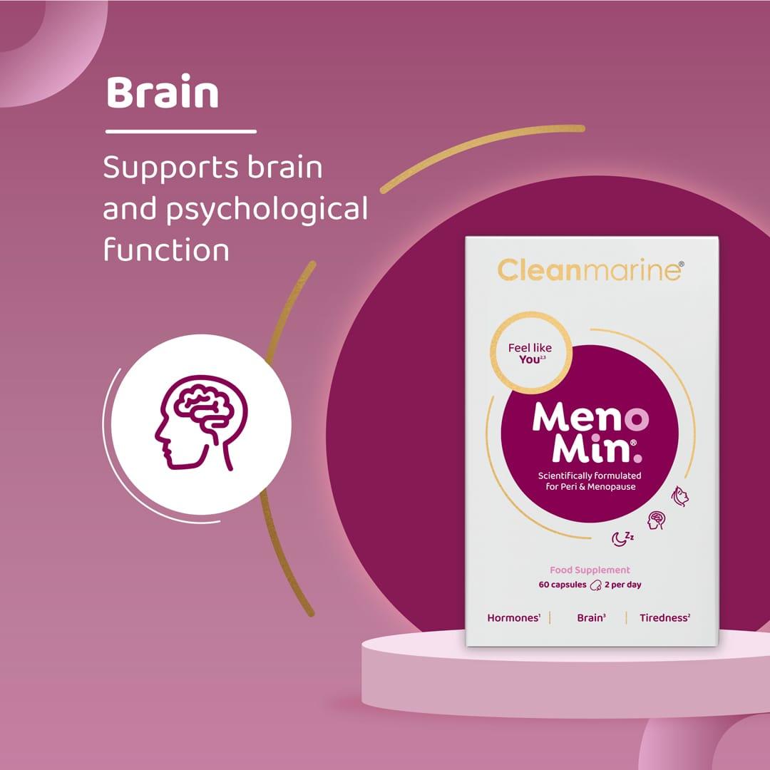 Cleanmarine MenoMin 60 Capsules - For Peri & Menopause - Hormones, Brain, Tiredness, Food Supplement