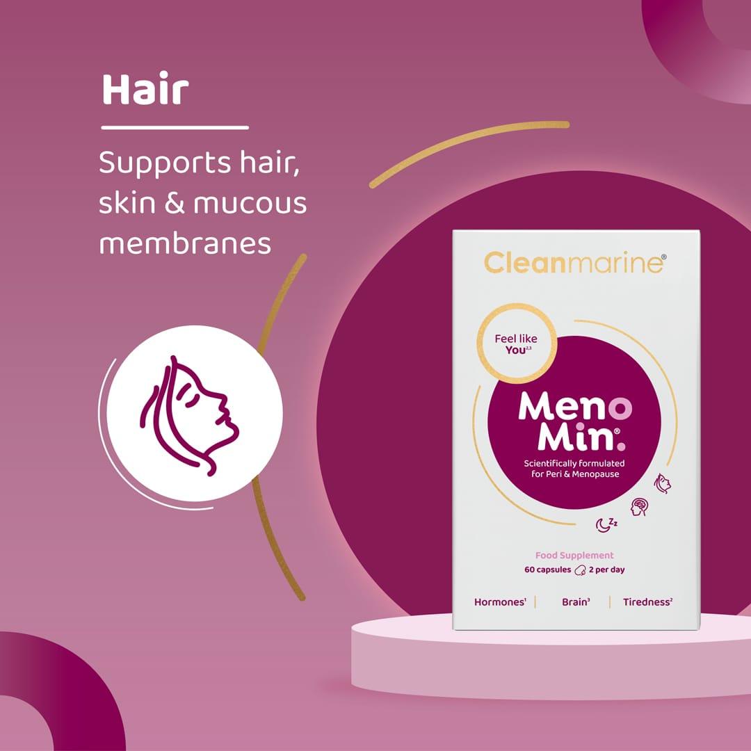 Cleanmarine MenoMin 60 Capsules - For Peri & Menopause - Hormones, Brain, Tiredness, Food Supplement