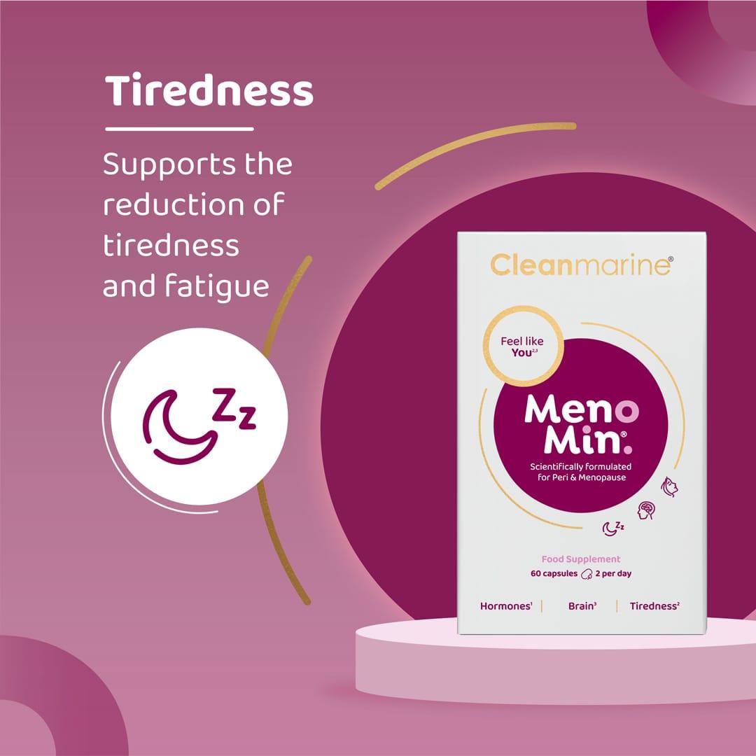 Cleanmarine MenoMin 60 Capsules - For Peri & Menopause - Hormones, Brain, Tiredness, Food Supplement
