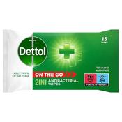 Dettol 2 in 1 On the Go Antibacterial Wipes 15