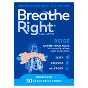 Breathe Right Congestion Relief Nasal Strips Beige Large 30 Strips