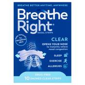 Breathe Right Congestion Relief Nasal Strips Clear Small/Medium 10 Strips