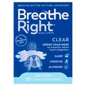 Breathe Right Congestion Relief Nasal Strips Clear Large 10 Strips