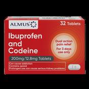 Almus Ibuprofen &amp; Codeine 200mg/12.8mg 32 Tablets image