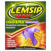 Lemsip max cold &amp; flu blackcurrant flavour sachets
