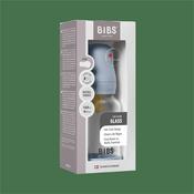 BIBS Glass Baby Bottle Round Latex 1 pack 120 ml Slow Flow Baby Blue image