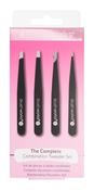Brushworks 4 Piece Combination Tweezer Set Black