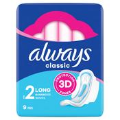 Always Maxi Classic Sanitary Towels with Wings Long 9 Pads image