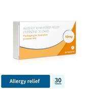 Allergy &amp; Hayfever Relief Cetirizine 30 Tablets image
