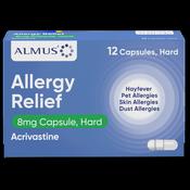 Almus Allergy Relief Acrivastine 8mg 12 Capsules image
