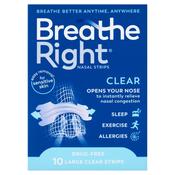 Breathe Right Congestion Relief Nasal Strips Clear Large 10 Strips