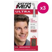 Just For Men Ultra Hair Dye Med Brown A-35 x 3