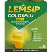 Lemsip Cold &amp; Flu Lemon Sachets 10 Sachets
