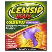 Lemsip max cold &amp; flu blackcurrant flavour sachets
