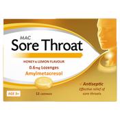 Mac Sore Throat Honey and Lemon Flavour 12 Lozenges image