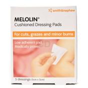 Melolin Cushioned Dressing Pads 5cmx5cm 5 dressings