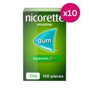 Nicorette Freshmint Gum 2mg 105 Pieces x 10 image