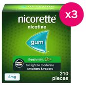 Nicorette Freshmint Gum 2mg 210 Pieces x3 image