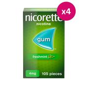 Nicorette Freshmint Gum 4mg 105 Pieces x 4 image