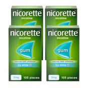 Nicorette Icy White Gum 2mg 105 Pieces x 4 image