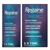 Regaine For Women Once A Day Extra Strength Scalp Foam - 6 Month Supply 3x73ml Bottle