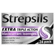 Strepsils Extra Triple Action Blackcurrant Lozenges 24 Pack