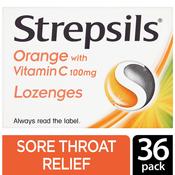Strepsils Orange With Vitamin C Lozenges 36 Pack