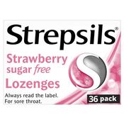 Strepsils Strawberry Sugar Free Lozenges 36 Lozenges