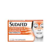 Sudafed Congestion &amp; Headache Relief Max Strength 16 Years + 16 Capsules image