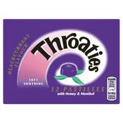 Throaties Blackcurrant Flavour Soft Soothing Pastilles with Honey &amp; Menthol 12 Pastilles image