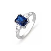 Emerelle - Sapphire Princess Cut Sterling Silver Ring image