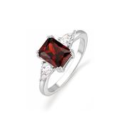 Emerelle - Ruby Red Princess Cut Sterling Silver Ring image