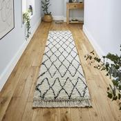 Boho Modern Shaggy Moroccan Bohemian Runner White/Black image