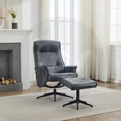 Winston Swivel Chair and Footstool - Ocean Blue image