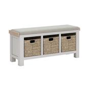 Salcombe Storage Bench - Stone Grey, Grey Cushion