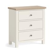 Modern Country 3 Drawer Chest - Coconut White