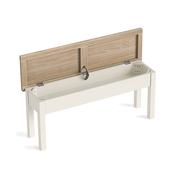 Modern Country Shallow Storage Bench - Coconut White