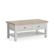 Modern Country Coffee Table with Shelf - Stone Grey