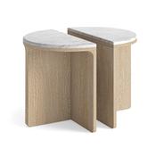 Portobello Half Moon Nest of Tables with Travertine Top