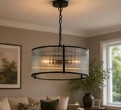 Carter Ribbon Glass Pendant Light - Matt Black image
