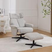 Reagan Swivel Chair and Footstool - Pearl Grey