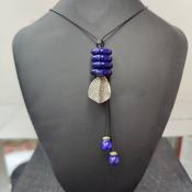 Blue and Silver Leaf Pendent Necklace image