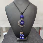 Blue and Silver Half Moon Necklace image