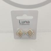 Dimond Shaped Diamante and Pearl Earrings image