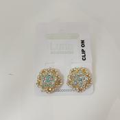 Flower Shaped Diamante Clip On Earrings image